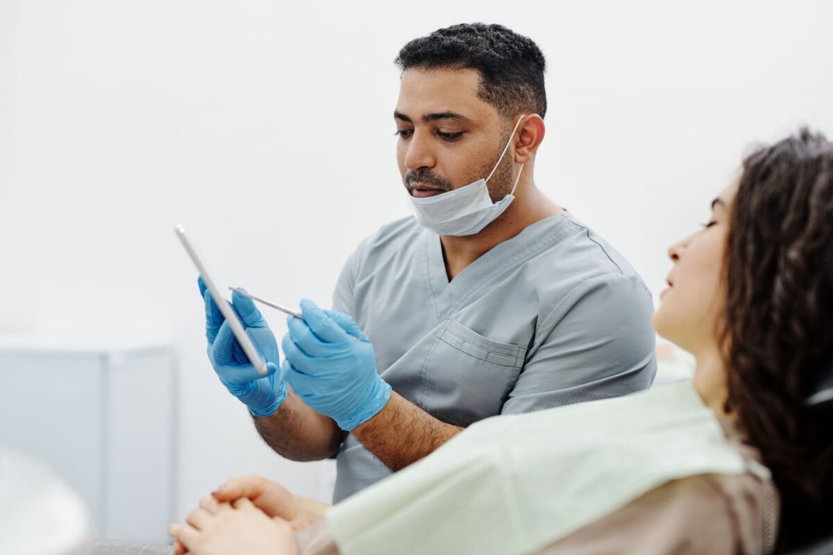 Healthcare professional using a tablet with medical technology